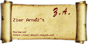 Zier Arnót névjegykártya